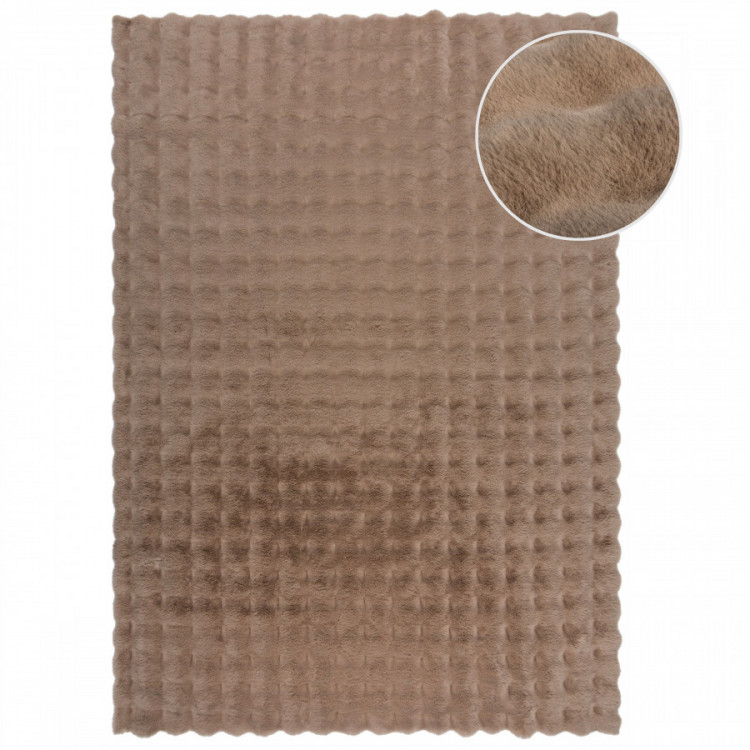 Kusový koberec Waffle Faux Fur Taupe č.2