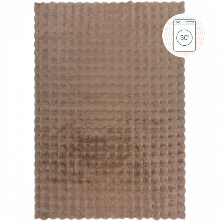 Kusový koberec Waffle Faux Fur Taupe č.7