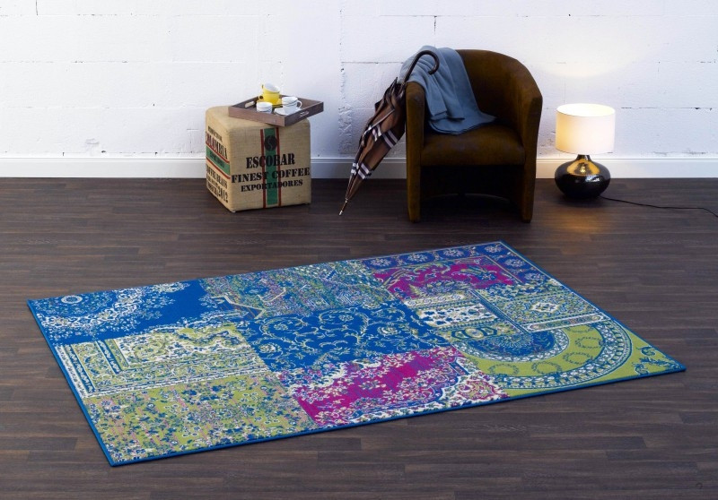 Kusový koberec Prime Pile 101191 Patchwork Optik Grün/Blau č.4