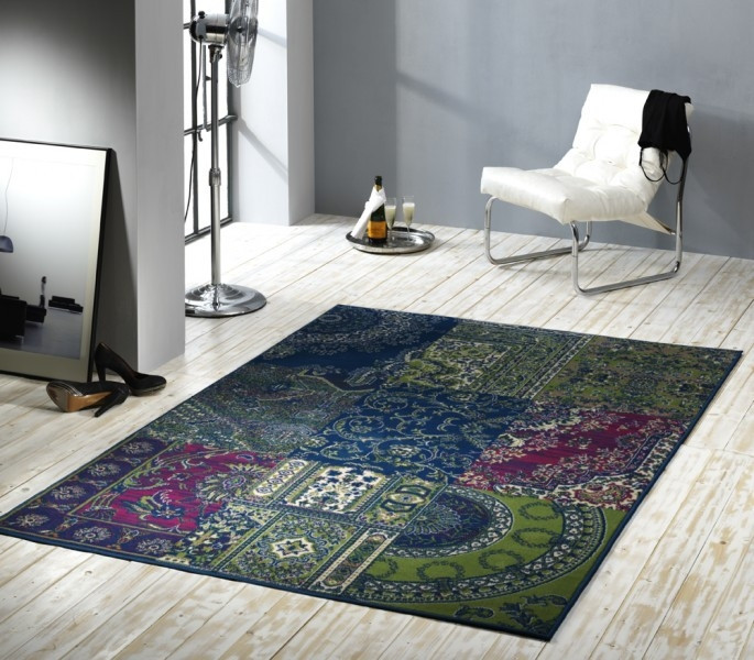 Kusový koberec Prime Pile 101191 Patchwork Optik Grün/Blau č.5
