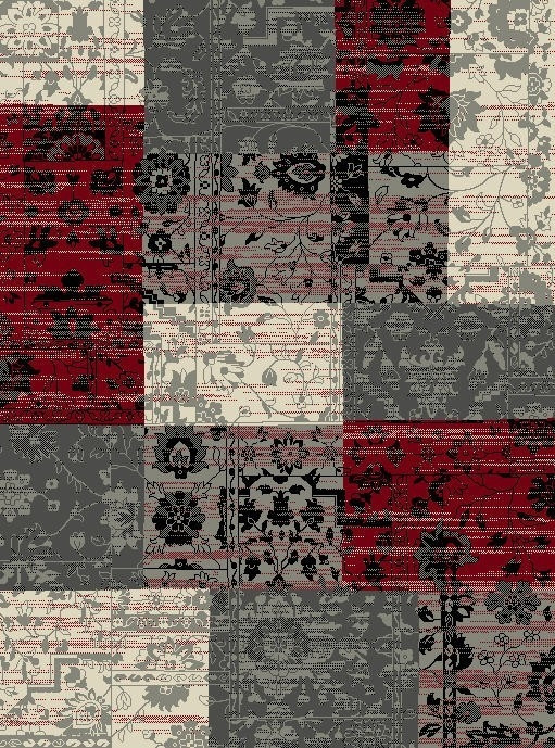 Kusový koberec Prime Pile 101188 Patchwork Optik Rot/Grau/Beige č.1