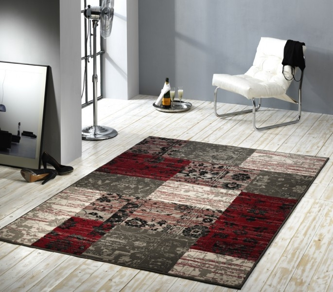 Kusový koberec Prime Pile 101188 Patchwork Optik Rot/Grau/Beige č.3