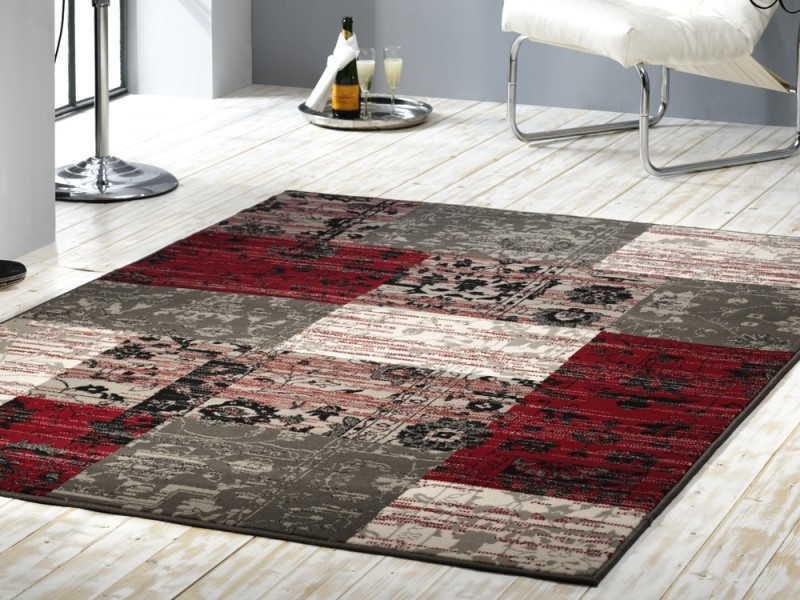 Kusový koberec Prime Pile 101188 Patchwork Optik Rot/Grau/Beige č.4