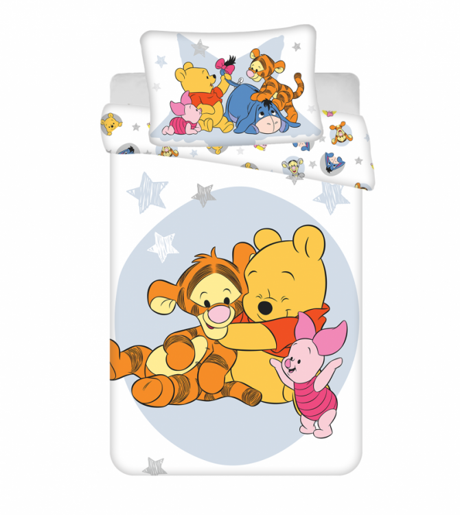 Povlečení bavlna MEDVÍDEK PÚ Stars baby 40x60 a 100x135 cm č.1