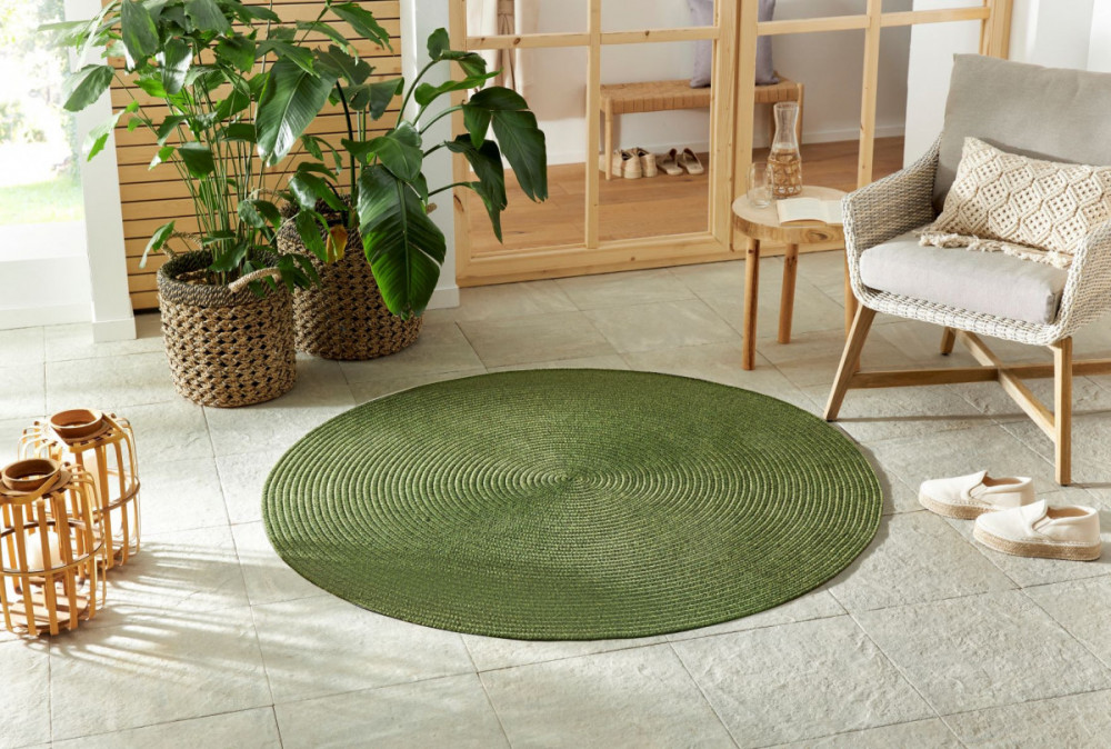 Kusový koberec Braided 105554 Green kruh – na ven i na doma č.5
