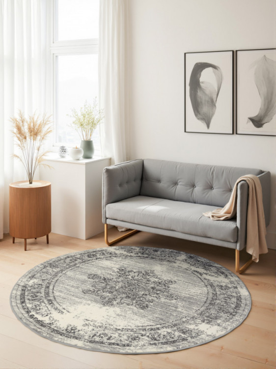 Kusový koberec Gloria Lydia Creme Grey kruh č.2