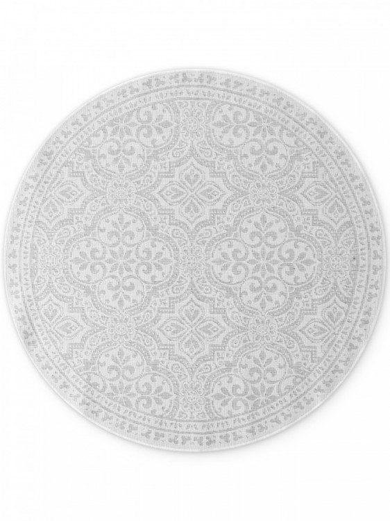 Kusový koberec Duet Rosel White/Gray kruh - na ven i na doma č.1