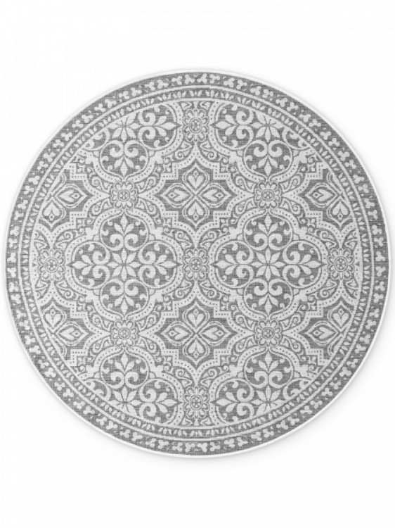 Kusový koberec Duet Rosel White/Gray kruh - na ven i na doma č.2