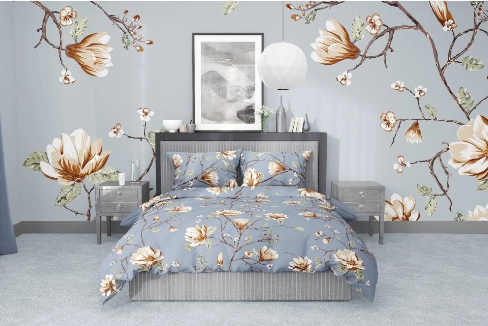 Povlečení krep Magnolie zlatá 140x200 a 70x90 cm č.1