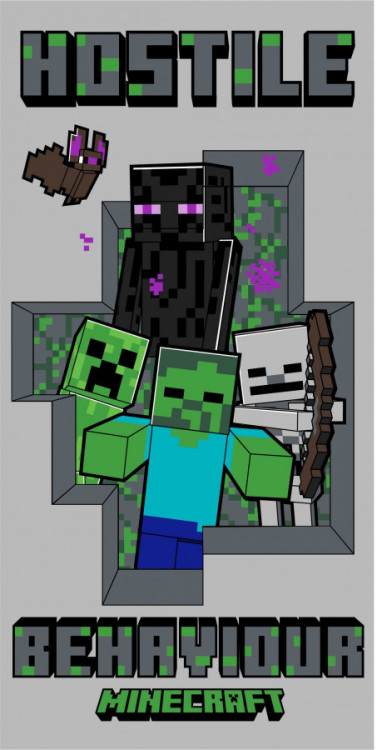 Dětská osuška MINECRAFT HOSTILE BEHAVIOUR 70x140 cm č.1