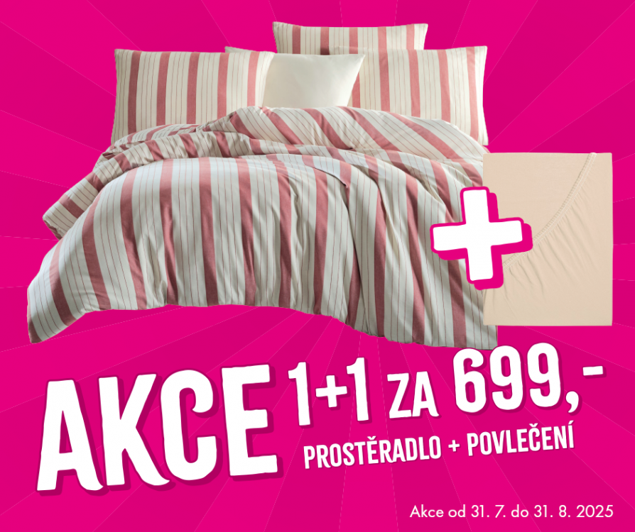 AKCE 1+1 Povlečení + prostěradlo