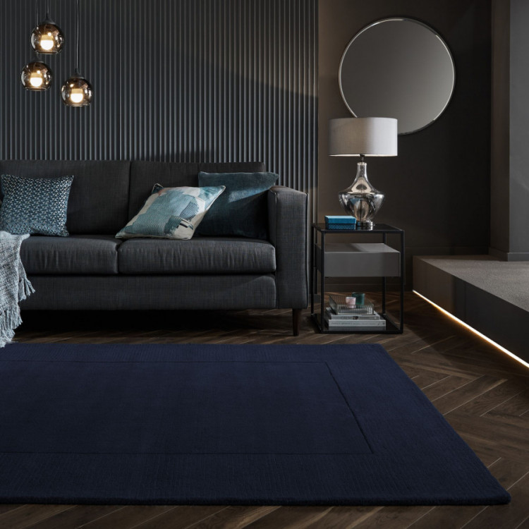 Kusový ručně tkaný koberec Tuscany Textured Wool Border Blue č.5