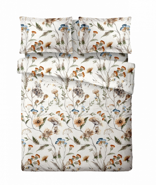 Povlečení mikroflanel Chrpy  200/240 cm + 2 x 70/90 cm č.1