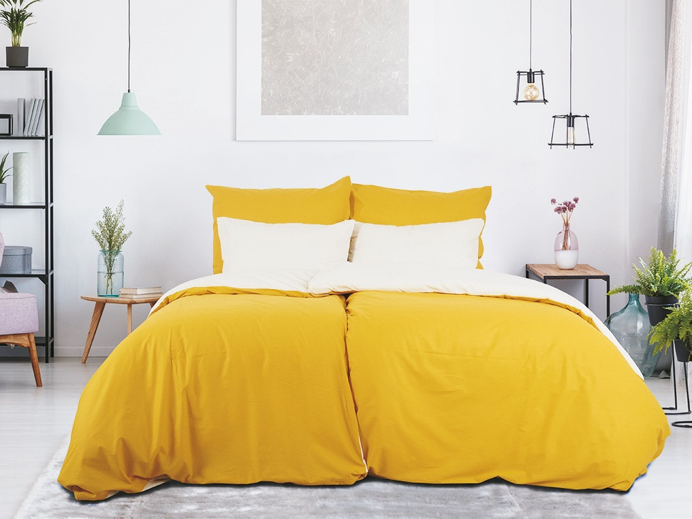 Povlečení Double face hořčicová/kávová 240x200 cm a 2x 70x90 cm č.1