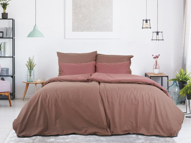 Povlečení Double face hnědá/bordó 140x220 cm a 70x90 cm č.1