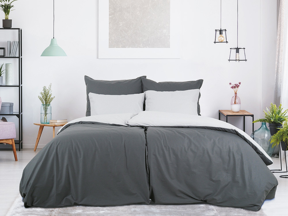 Povlečení Double face antracit/šedá 140x200 cm a 70x90 cm č.1