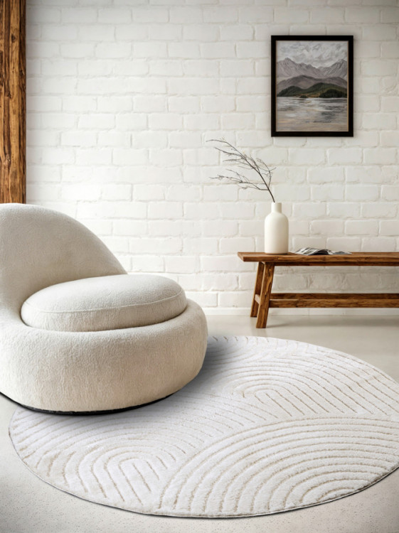 Kusový koberec New York 106203 White kruh č.3