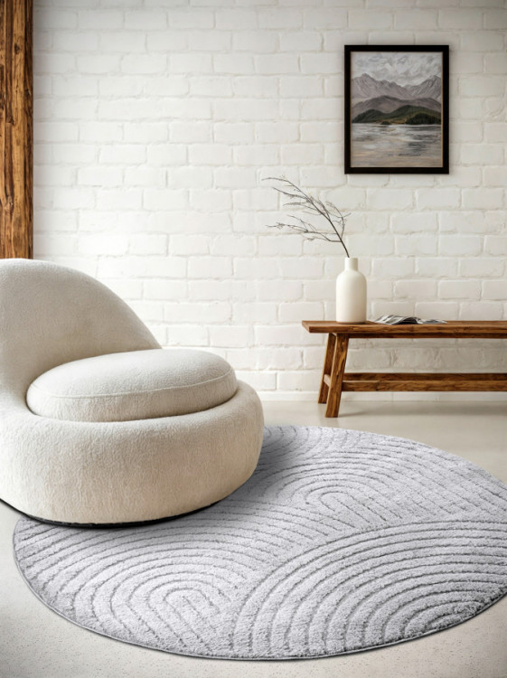 Kusový koberec New York 106205 Light Grey kruh č.2