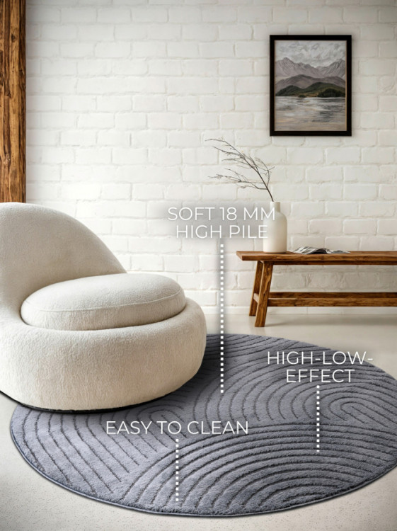 Kusový koberec New York 106206 Antracite kruh č.10