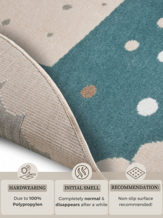 Dětský koberec Adventures 105970 Cream Blue kruh č.5