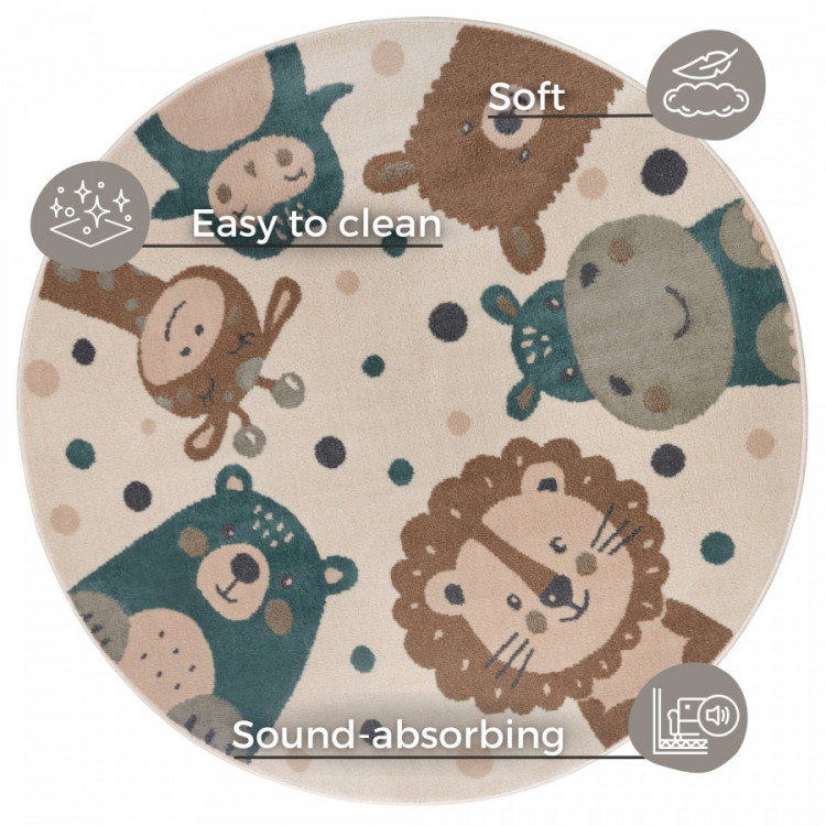 Dětský koberec Adventures 105968 Cream Brown Blue kruh č.6