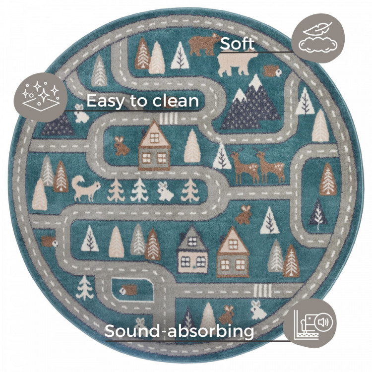 Dětský koberec Adventures 105967 Blue Grey kruh č.6