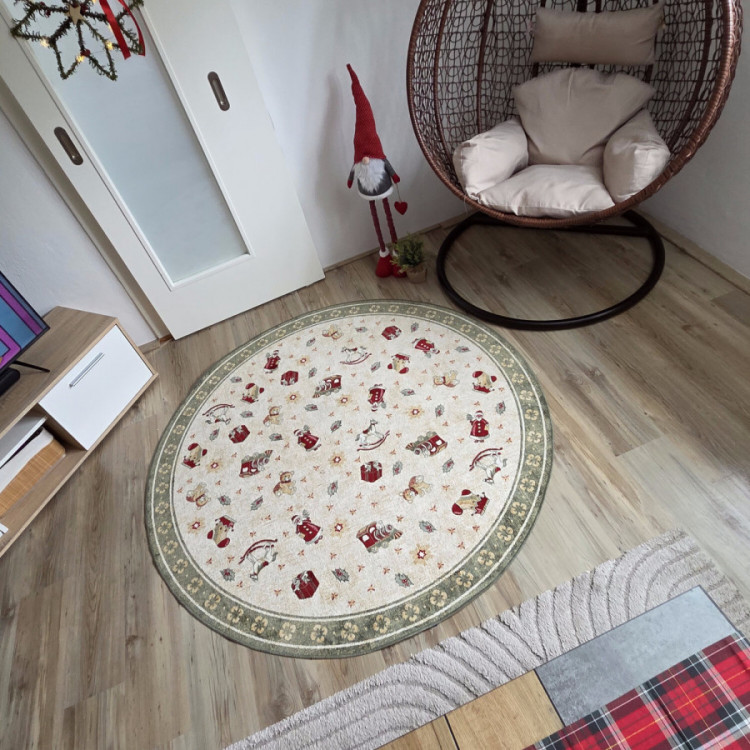 Kusový koberec Villeroy & Boch Toy's delight se střiženým vlasem 106218 Green, Multicolor kruh č.12