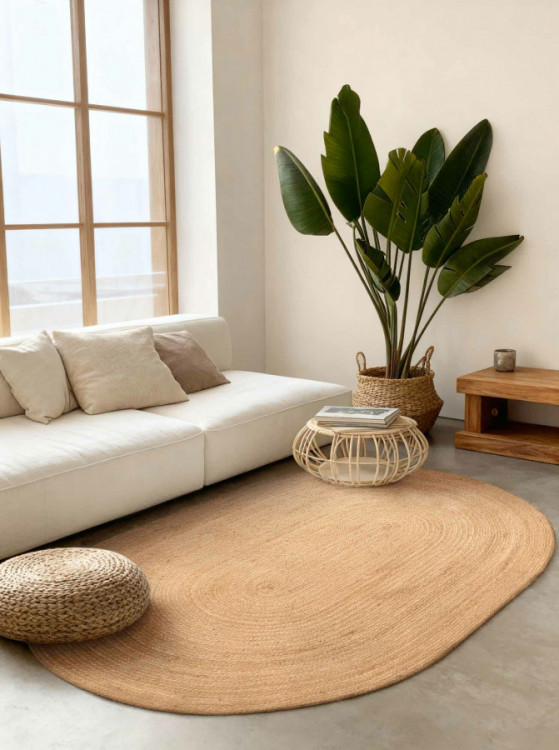 Kusový koberec Jute Braided 106005 Gold ovál č.5