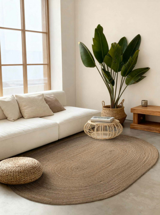 Kusový koberec Jute Braided 106006 Grey Brown ovál č.2