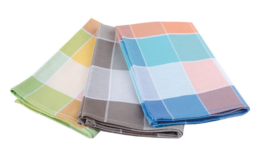 Utěrky z hladké bavlny Kostka modrá 3 ks 50x70 cm č.2