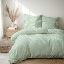 Povlečení krep mint srdíčka 140x200 a 70x90 cm