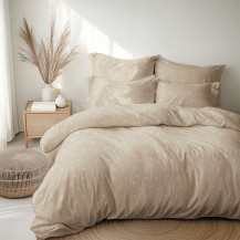 Povlečení krep latte srdíčka 140x200 a 70x90 cm