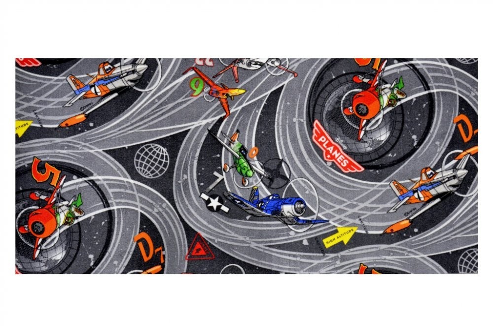 Dětský koberec Planes šedý - 133 x 133 cm č.1