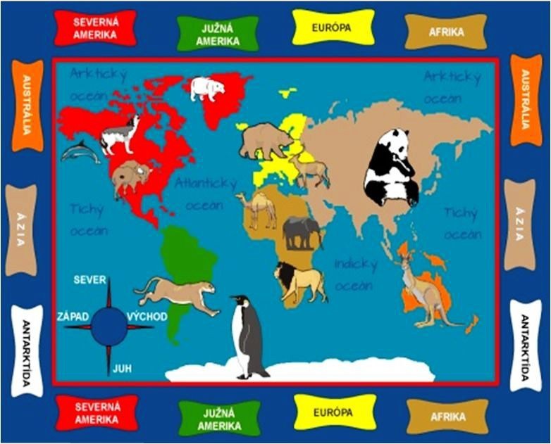 Dětský koberec Mapa zvířat č.1