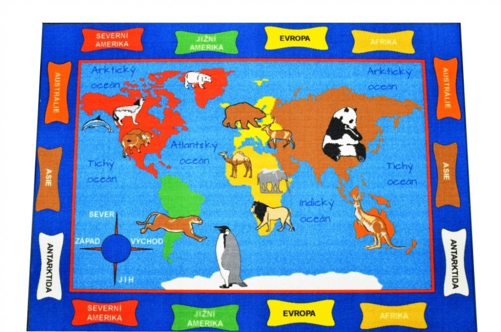 Dětský koberec Mapa zvířat č.2