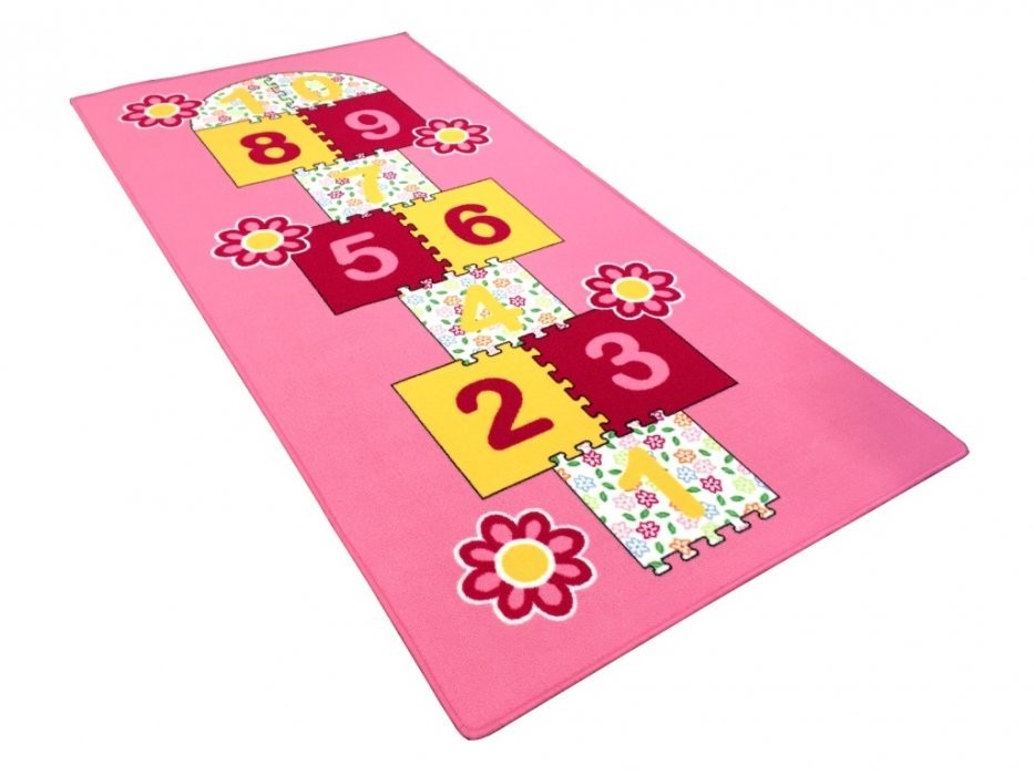 Dětský koberec Skákací panák růžový květiny č.2