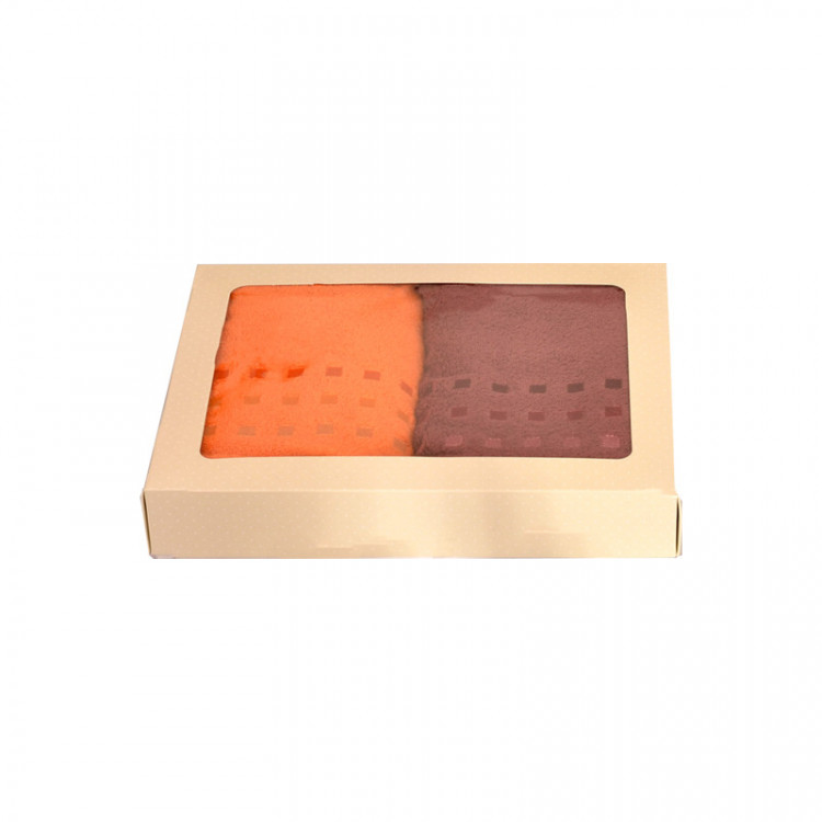 Set 2 ručníků MAVI v krabičce hnědá + oranžová č.2