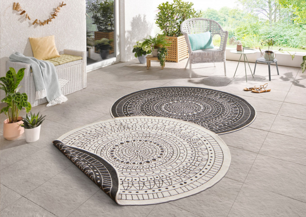 AKCE: 200x200 kruh Kusový koberec Twin-Wendeteppiche 103101 creme schwarz č.5