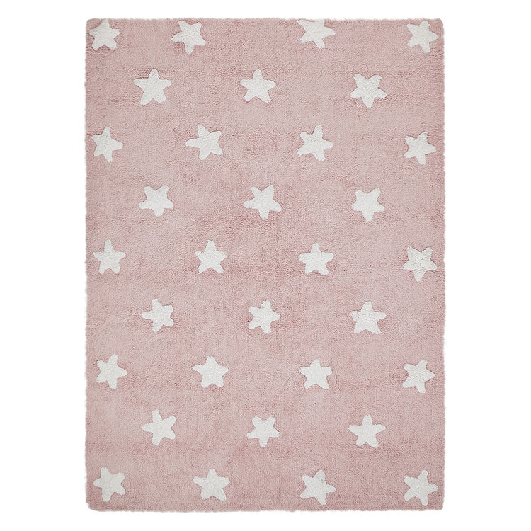 Přírodní koberec, ručně tkaný Stars Pink-White č.1