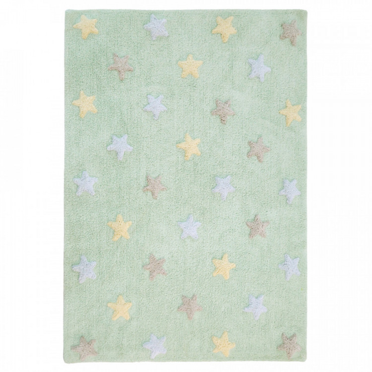 Přírodní koberec, ručně tkaný Tricolor Stars Soft Mint č.1