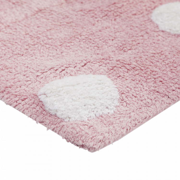 Přírodní koberec, ručně tkaný Polka Dots Pink-White č.3