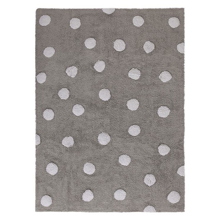 Přírodní koberec, ručně tkaný Polka Dots Grey-White č.1