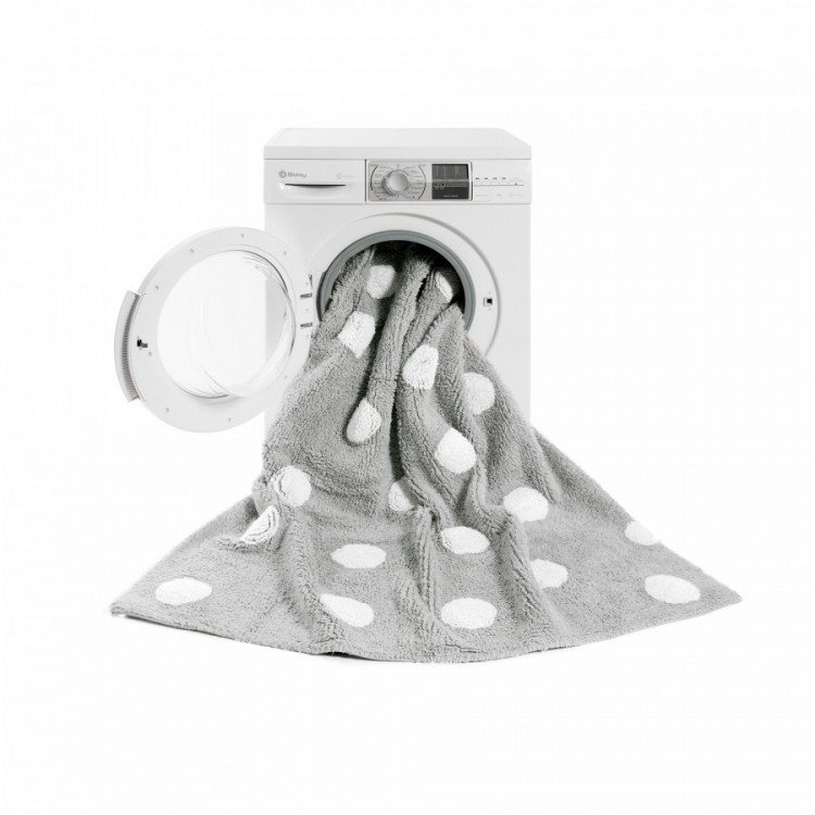 Přírodní koberec, ručně tkaný Polka Dots Grey-White č.6