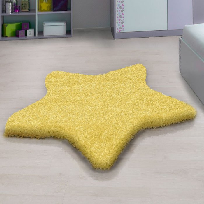 Kusový koberec Star shaggy 1300 yellow - 100 x 100 cm hvězda č.1