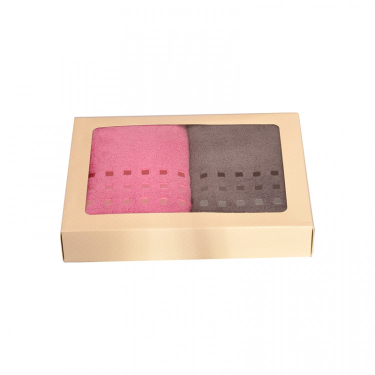 Set 2 ručníků MAVI v krabičce šedá + růžová č.1
