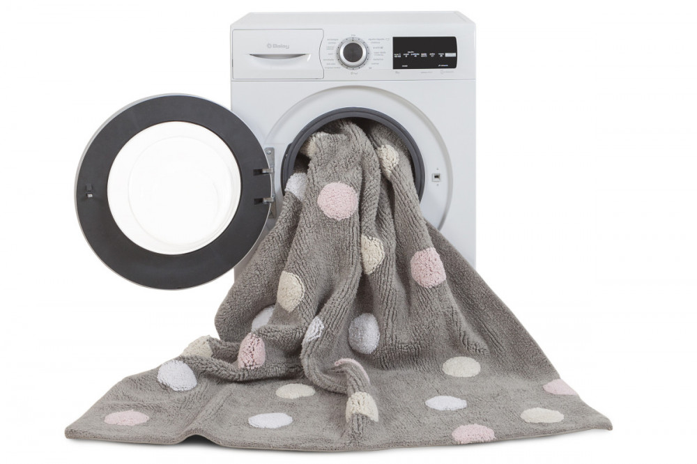 Pro zvířata: Pratelný koberec Tricolor Polka Dots Grey-Pink č.6