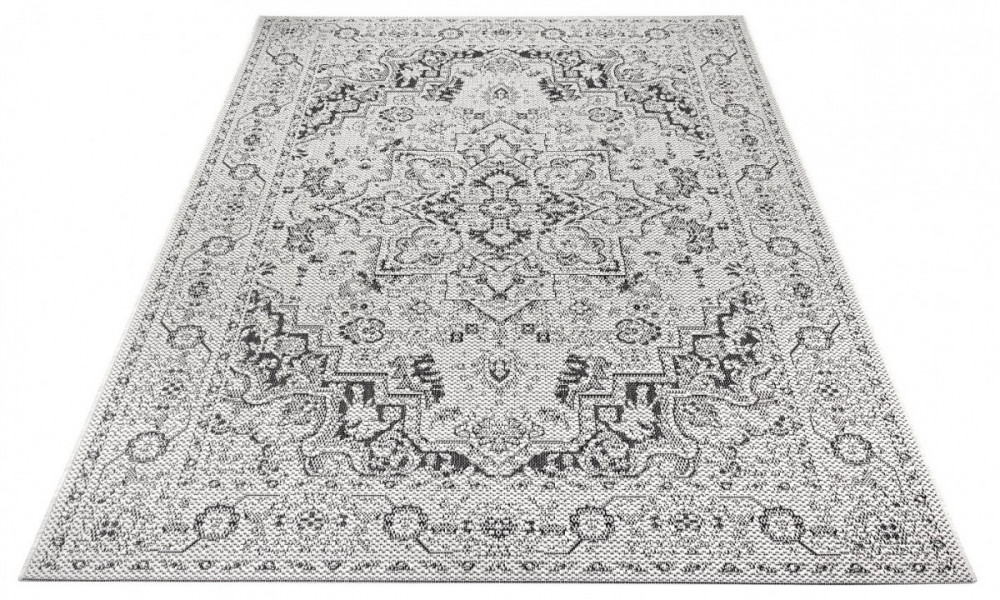 Kusový orientální koberec Flatweave 104806 Cream/Black – na ven i na doma č.2