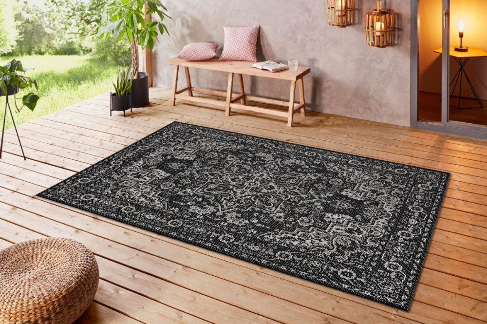Kusový orientální koberec Flatweave 104807 Black/Cream – na ven i na doma č.4