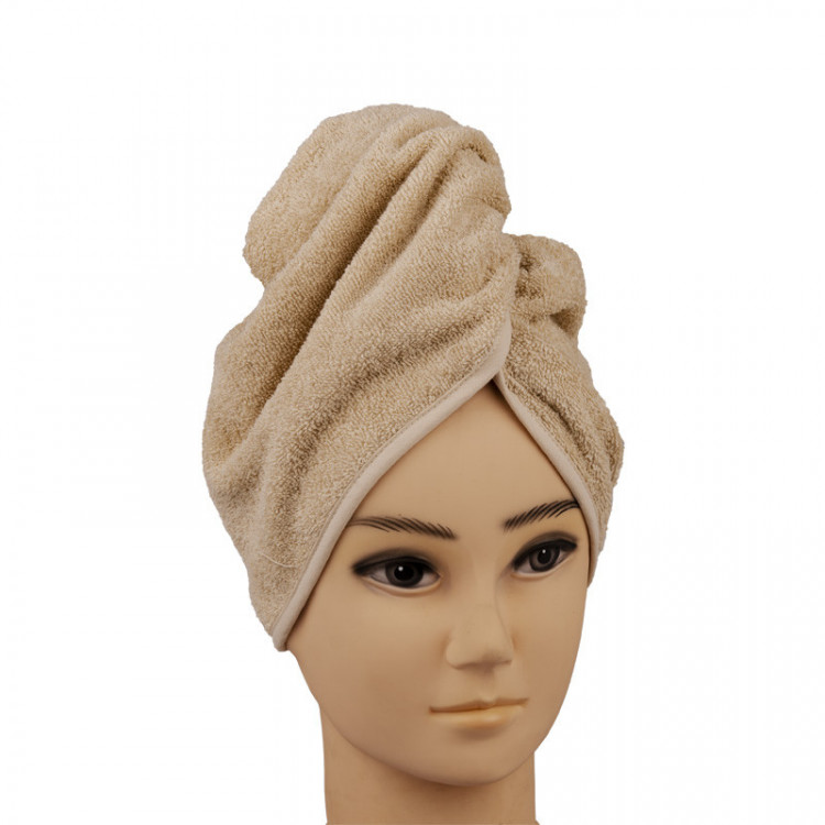 Vlasový turban froté smetanový 65x35 cm č.1
