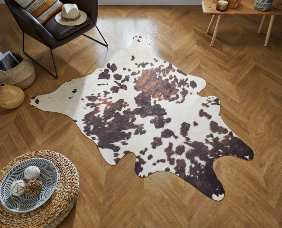 Kusový koberec Faux Animal Cow Print Black/White č.4
